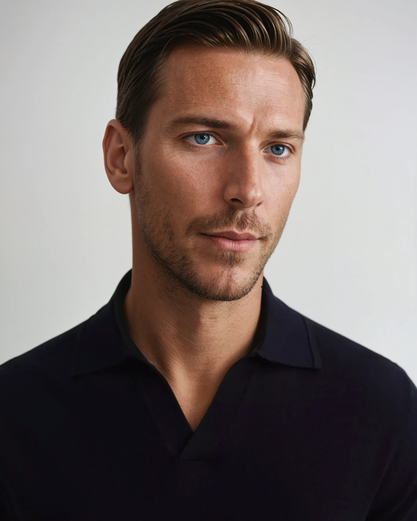 Langærmet Polo Uden Knapper Sort