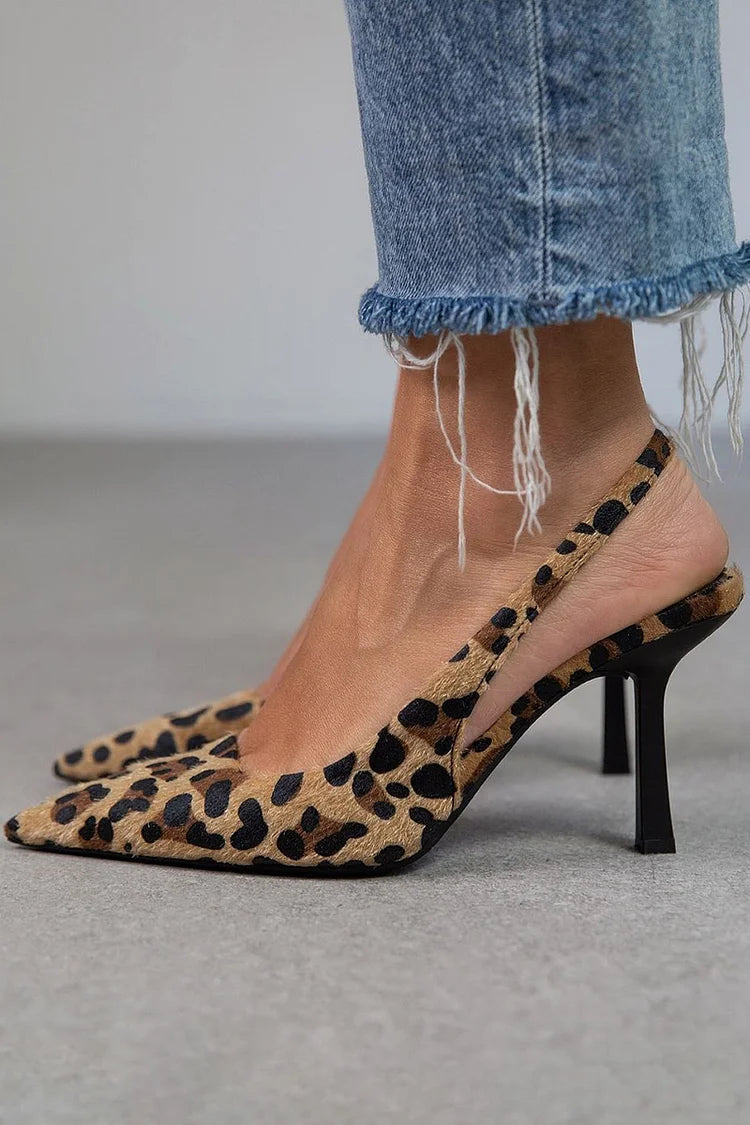 Ambra™ - Leopardprint pumps med bagrem