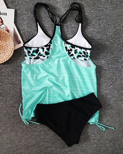 Lisbet ™ | Ensfarvet tankini med leopardprint