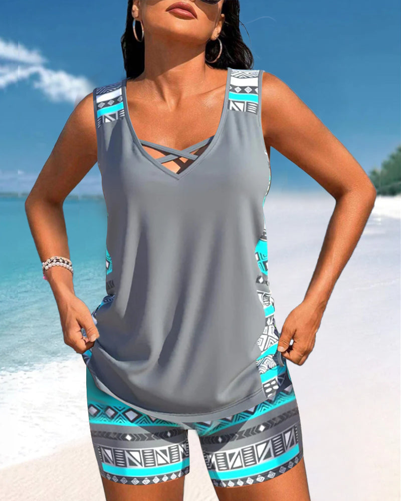 Sylvia - Tankini med geometrisk print
