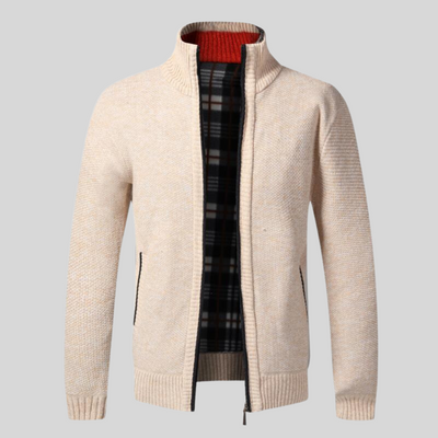 Torben | Strikket vest med ternet mønster indeni