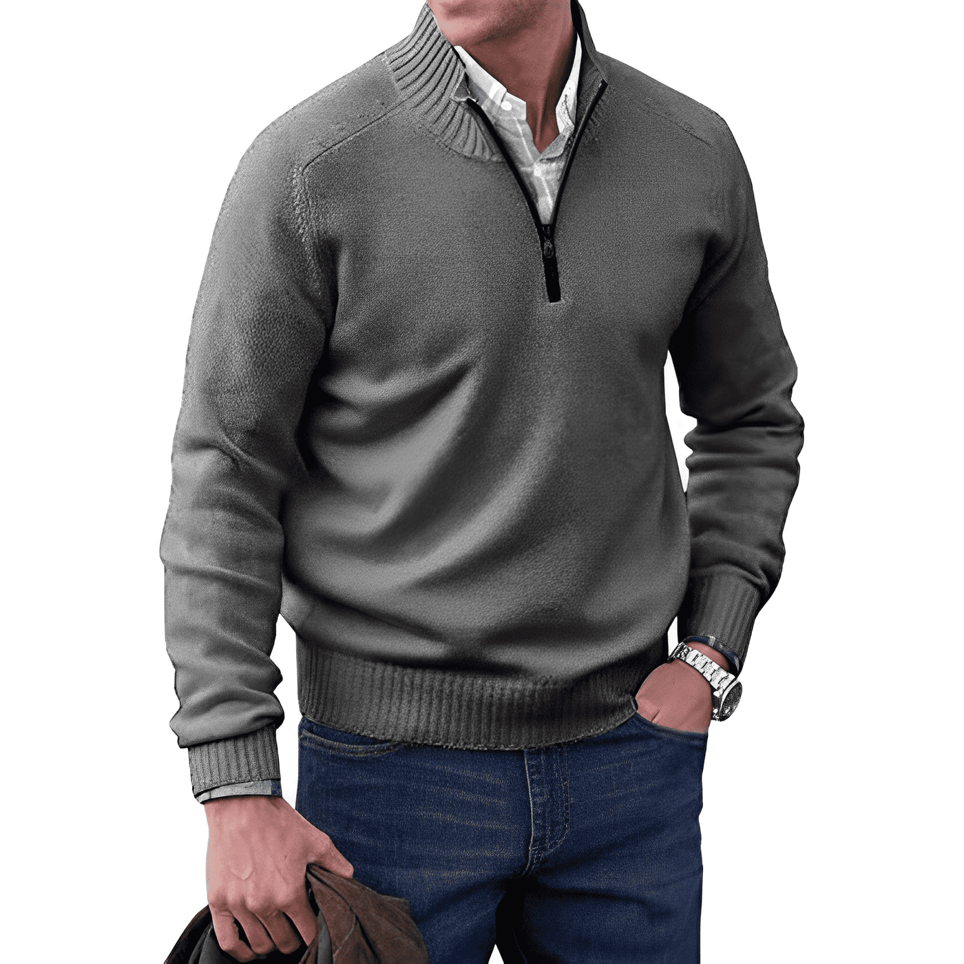 Kasper | Elegant cashmere sweater med lynlås