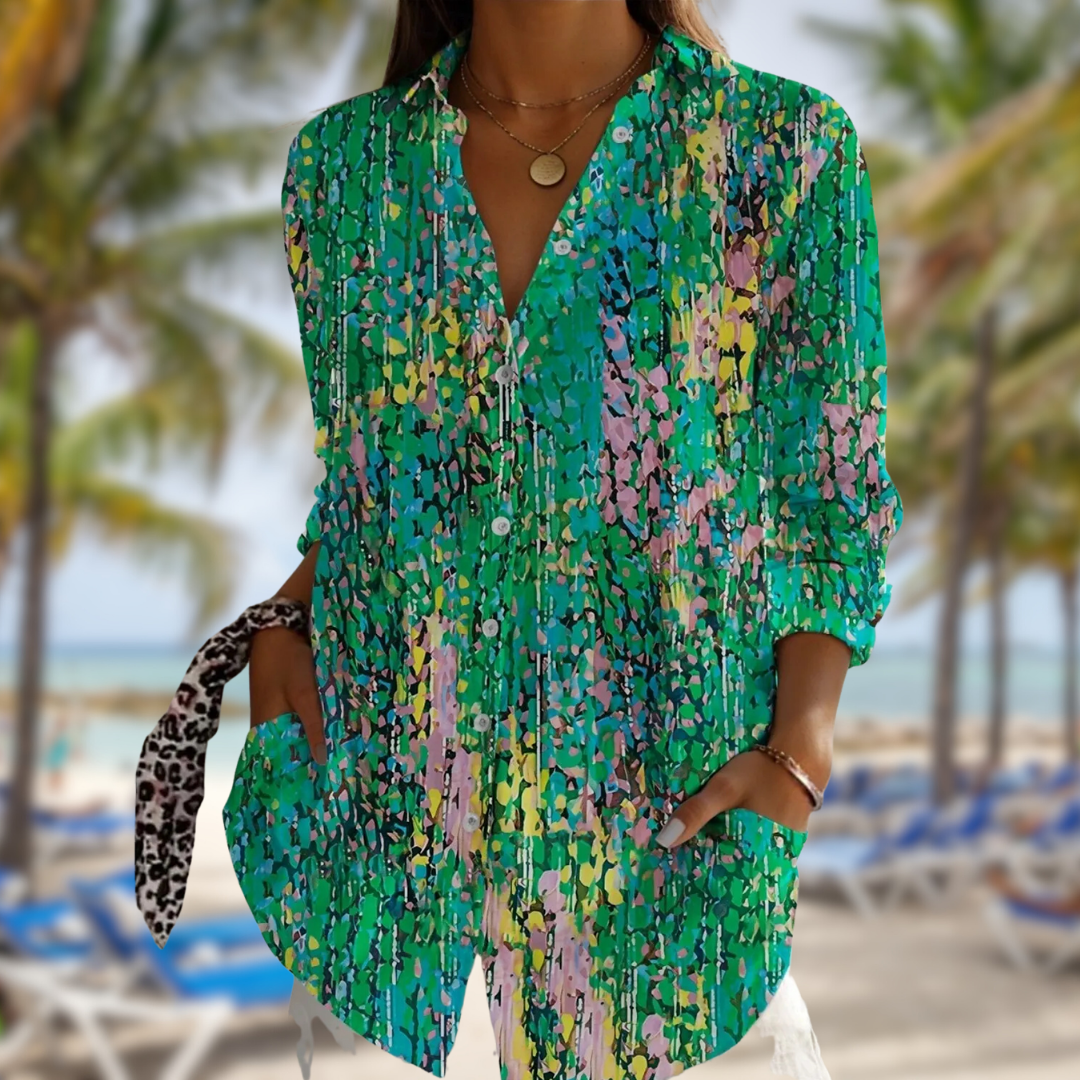 Thalina™ – blomsteret langærmet bluse