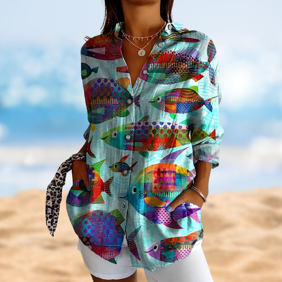 Neraia™ – fiskemønstret bluse