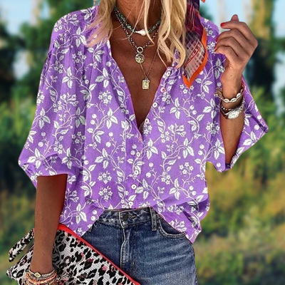 Merayla™ – vintage v-hals bluse