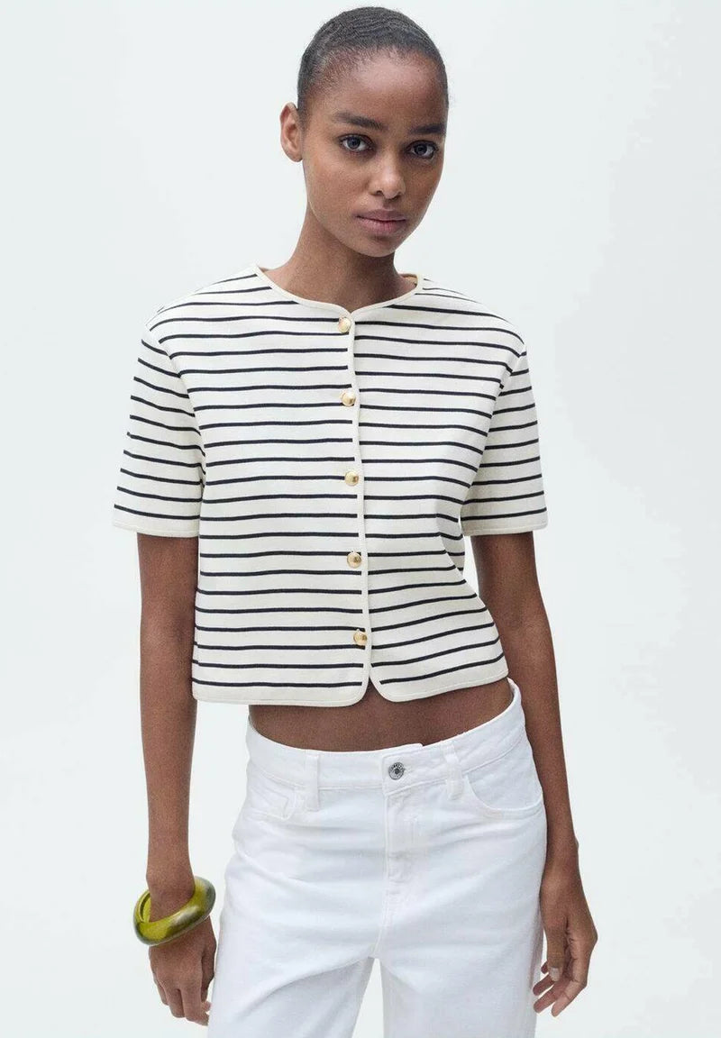 LIVA - Bluse - dark blue white