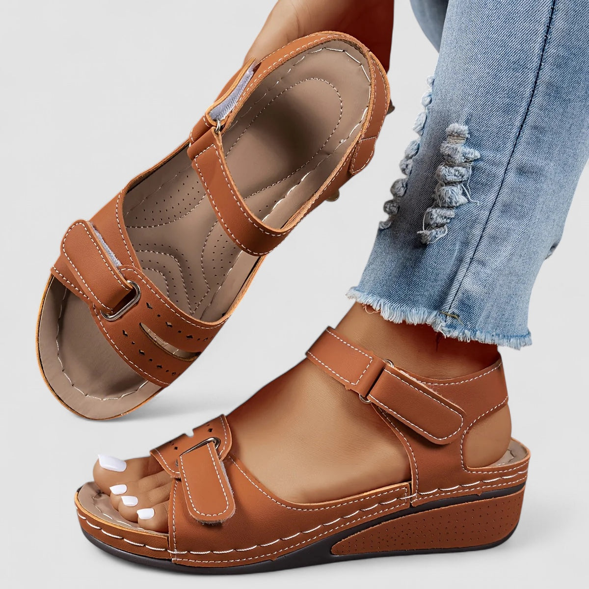 KAJA™ | Aldona - Ortopædiske sandaler med kilehæle