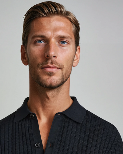 Hæklet Cardigan Polo Sort