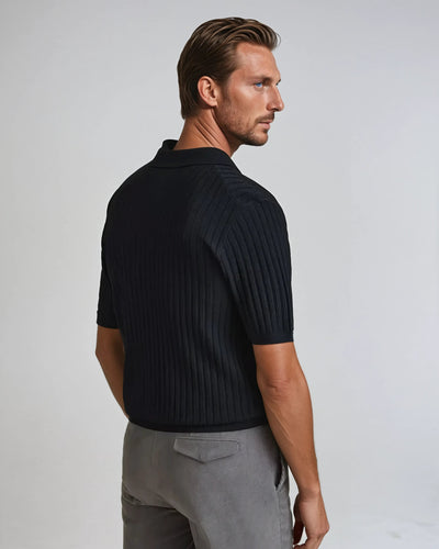 Hæklet Cardigan Polo Sort