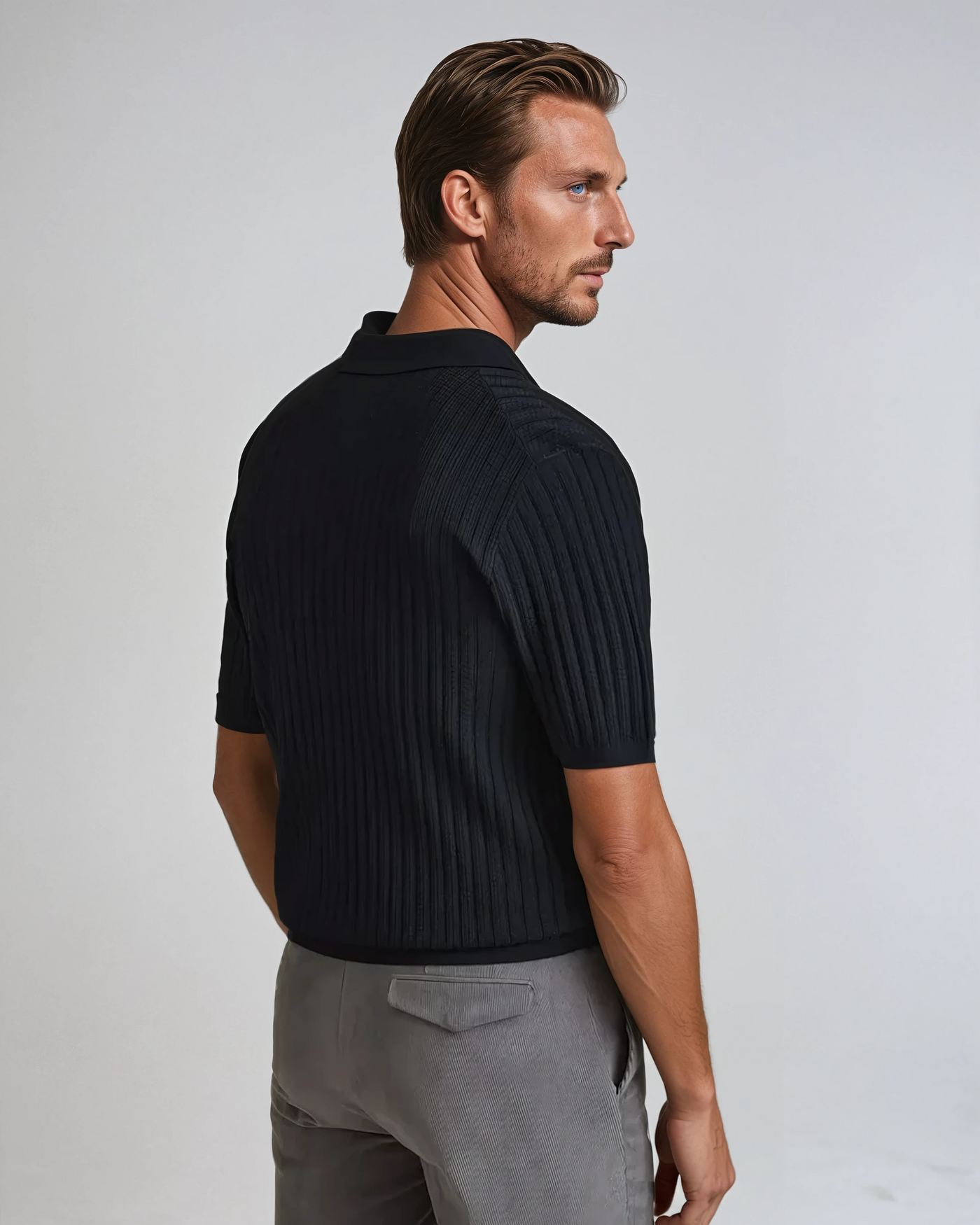 Hæklet Cardigan Polo Sort