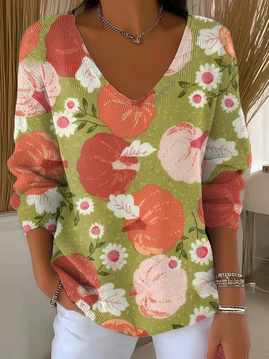 Tahlia | Farverig V-hals Trøje