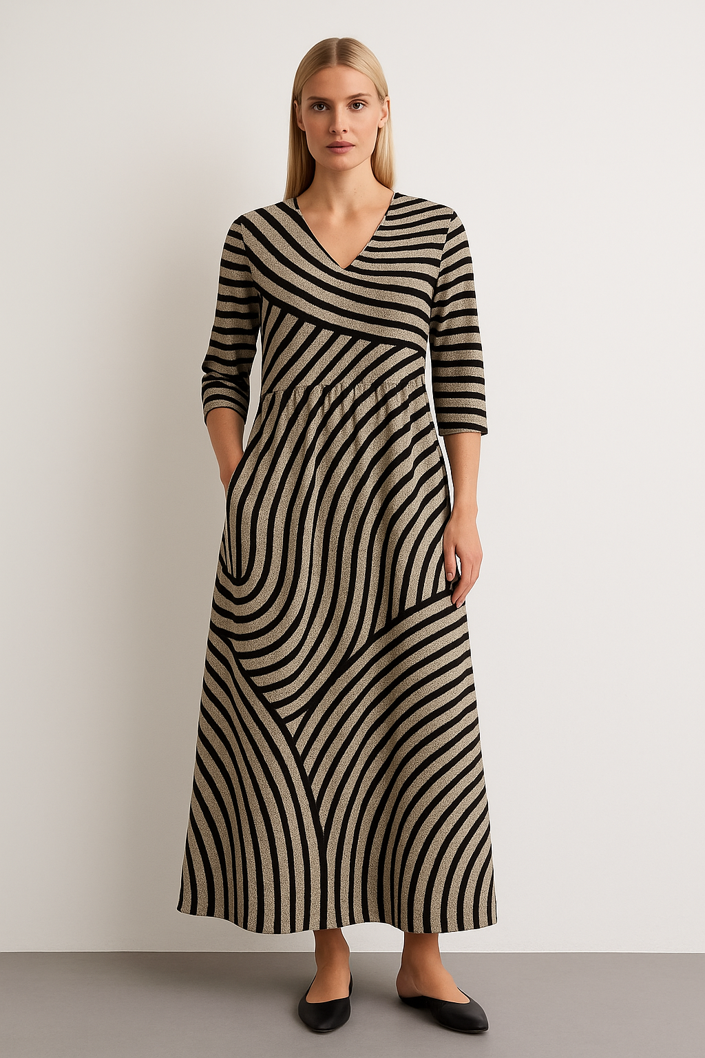 Kyla | Vintage stribet maxikjole