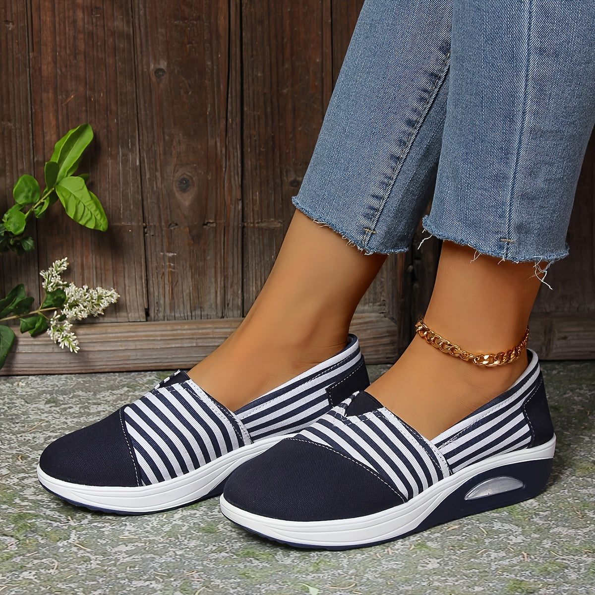 Grete | Komfortable slip-on ortopædiske sneakers med striber
