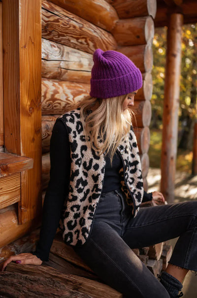 Astrid | Leopard strikket vest