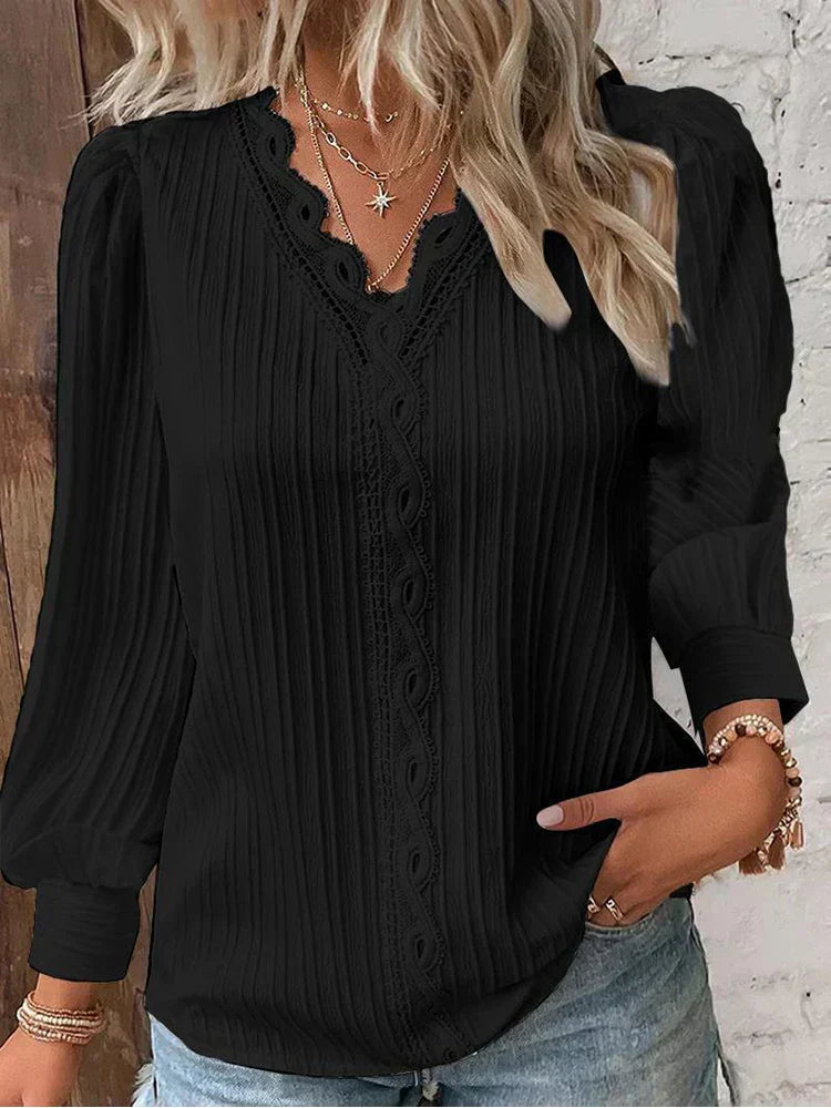 Maja | Bluse med blonderdetaljer