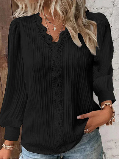 Maja | Bluse med blonderdetaljer