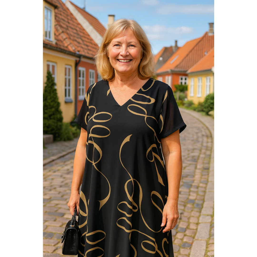 Sanne – Let kjole med grafisk print