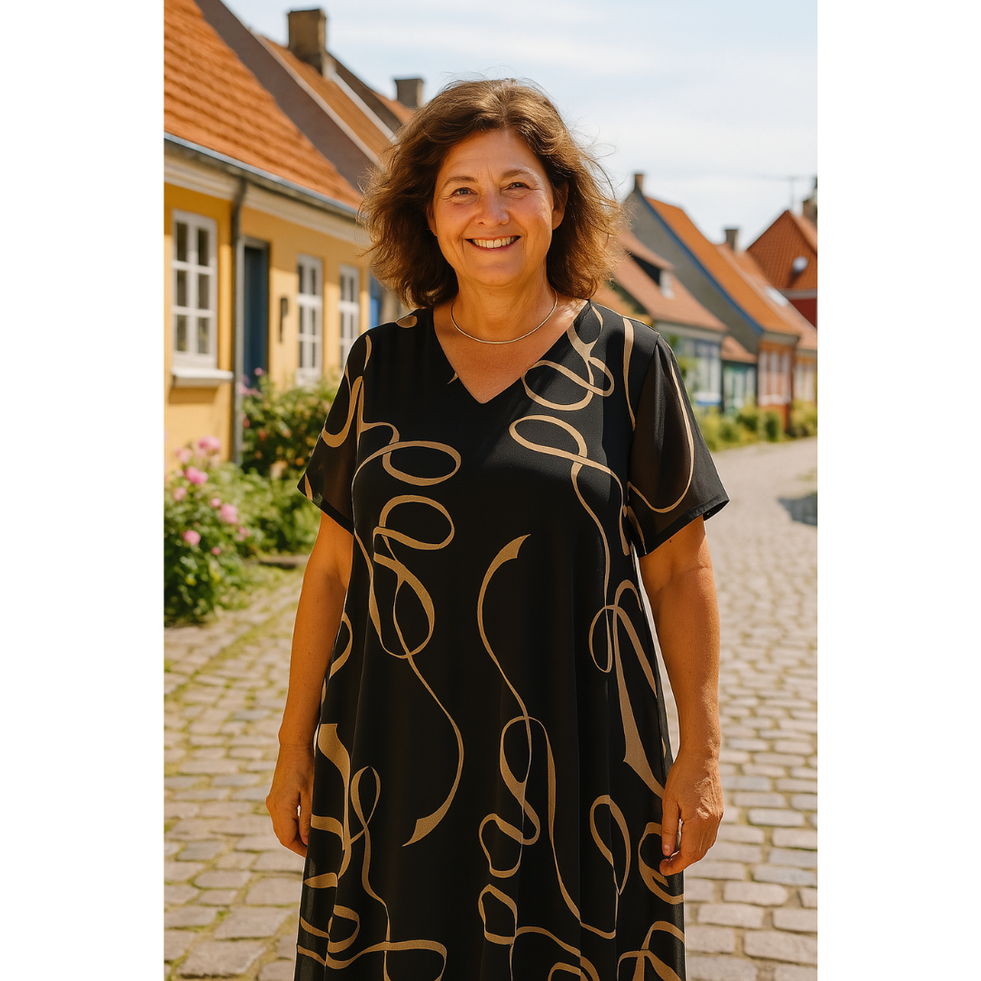 Sanne – Let kjole med grafisk print