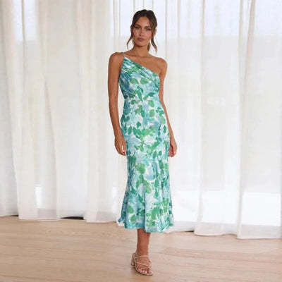 Emmy | Asymmetrical Maxi Dress with Floral Print