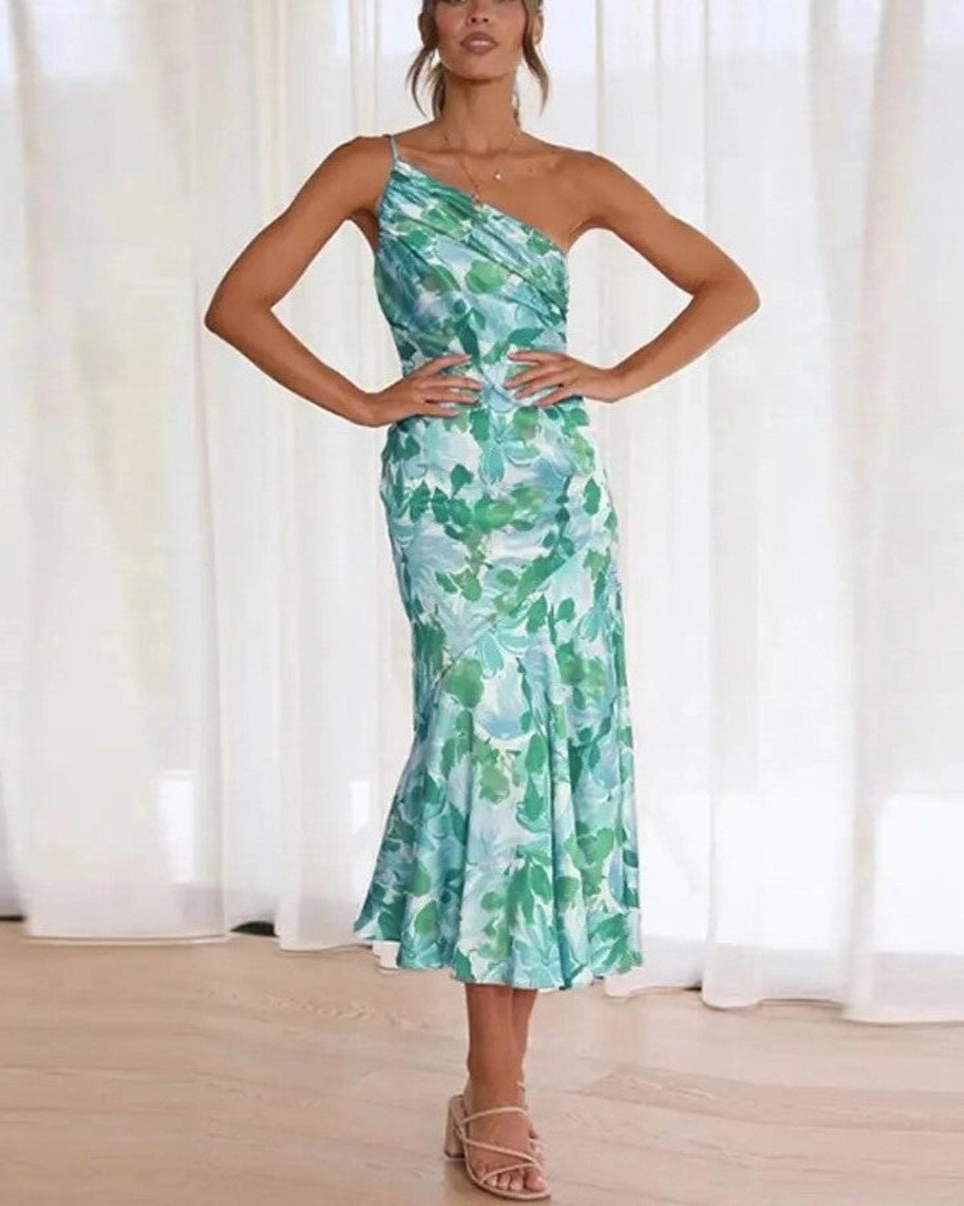 Emmy | Asymmetrical Maxi Dress with Floral Print