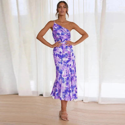 Emmy | Asymmetrical Maxi Dress with Floral Print