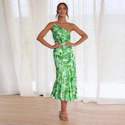 Emmy | Asymmetrical Maxi Dress with Floral Print