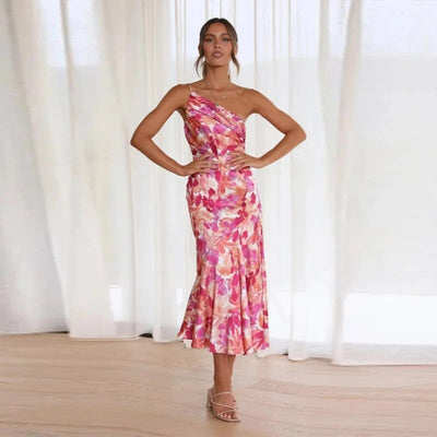 Emmy | Asymmetrical Maxi Dress with Floral Print