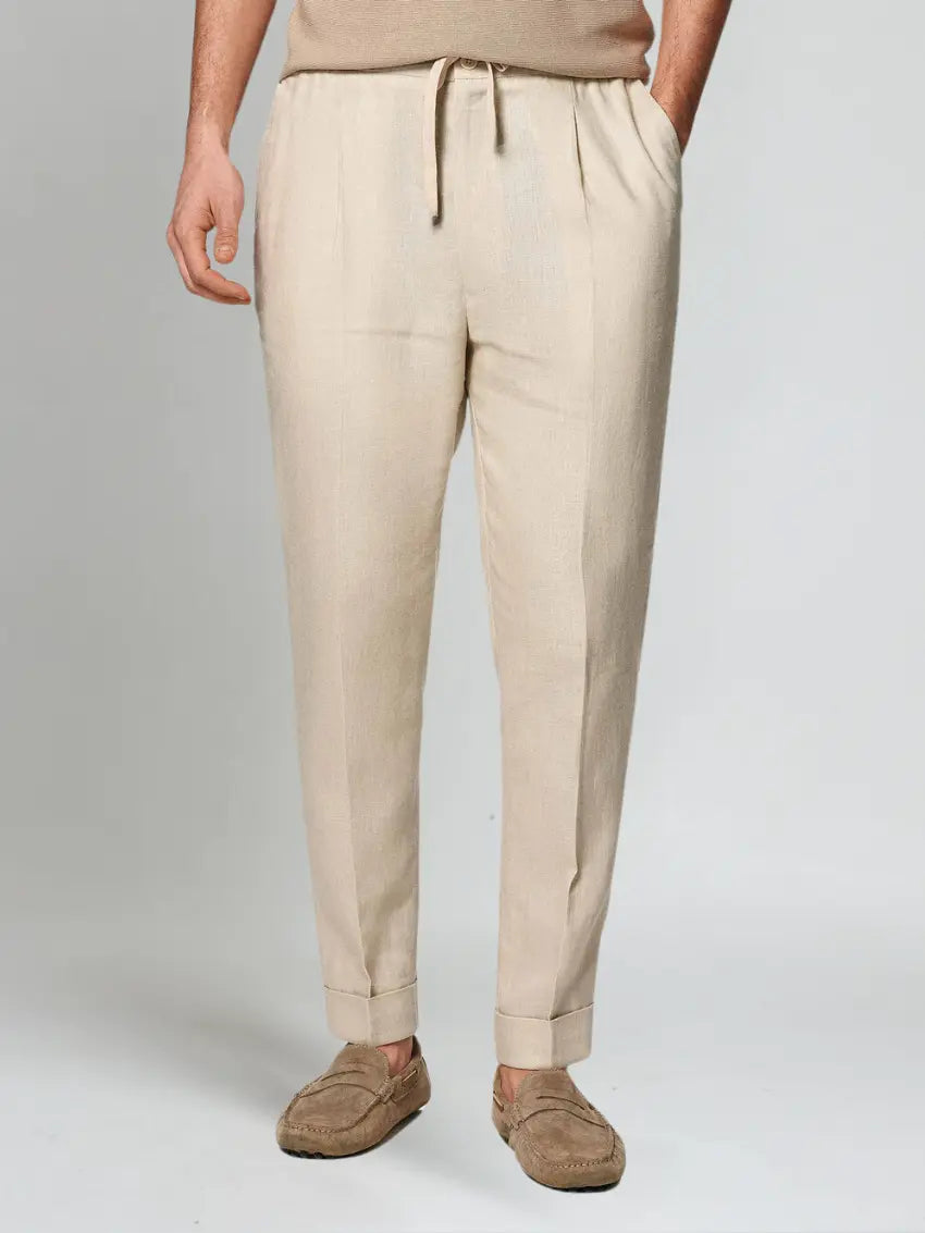 Sea Side Linned Bukser - Beige