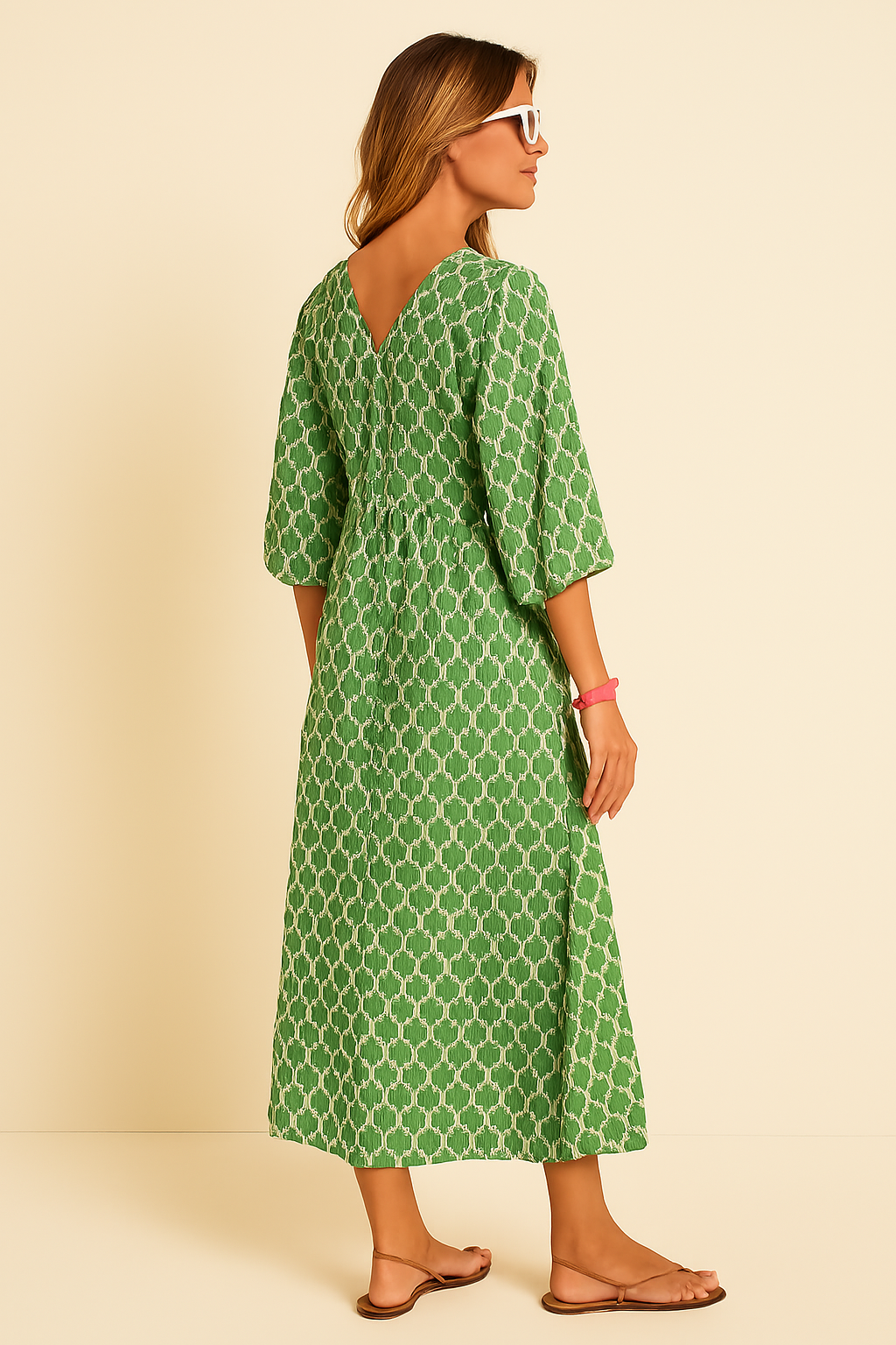 Taylor - Lang Forårskjole med Pufærmer