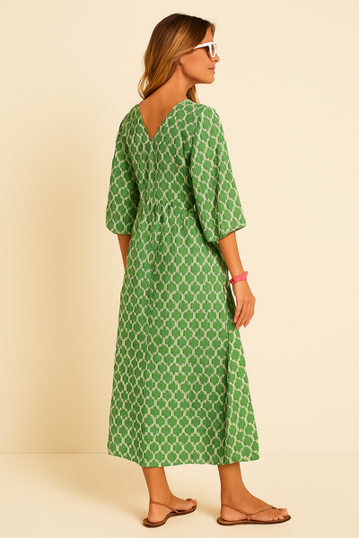 Taylor - Lang Forårskjole med Pufærmer