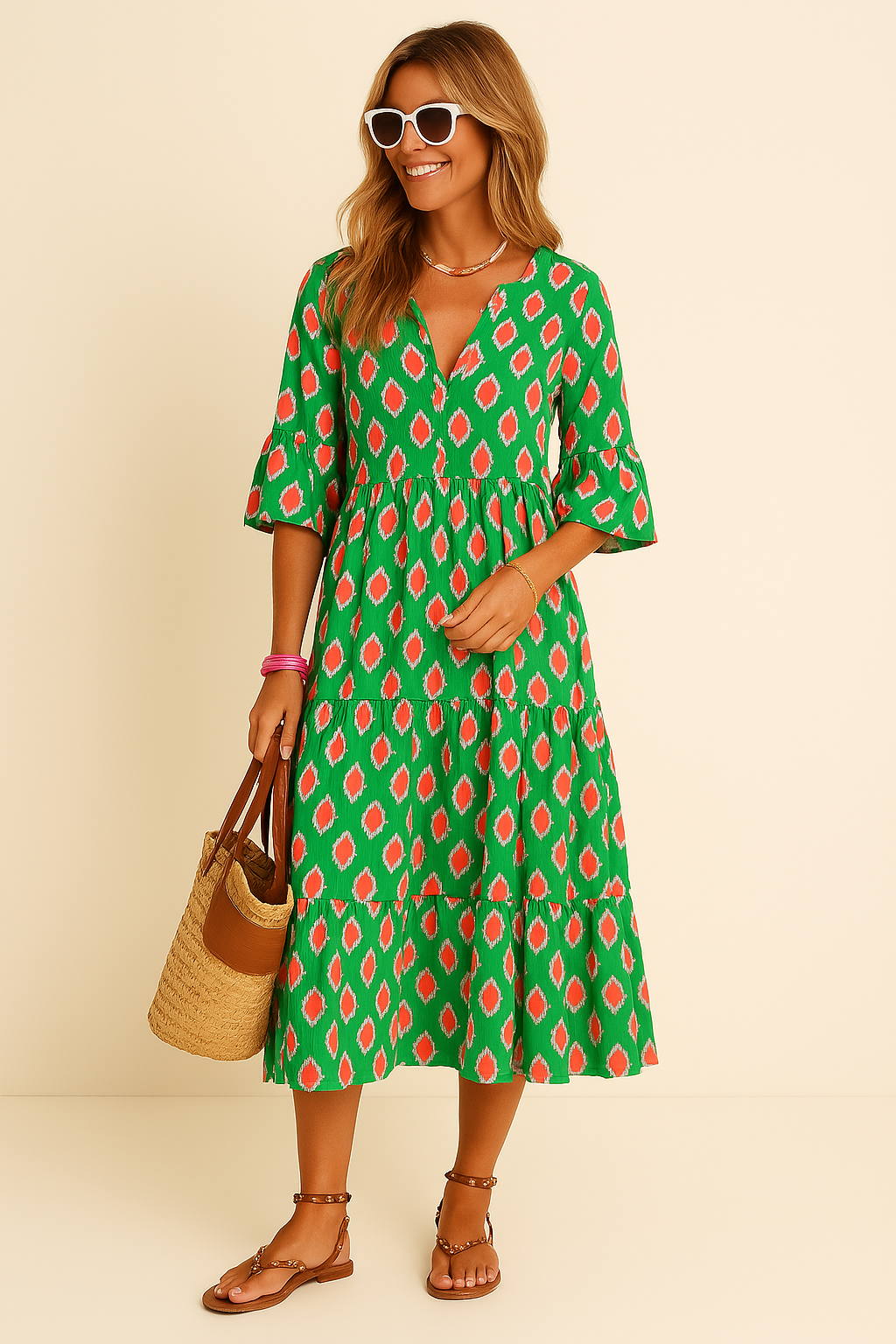 Taylor - Lang Forårskjole med Pufærmer