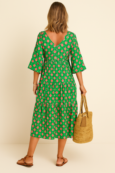 Taylor - Lang Forårskjole med Pufærmer