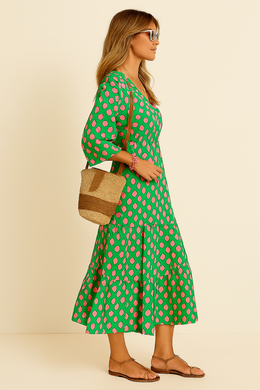 Taylor - Lang Forårskjole med Pufærmer