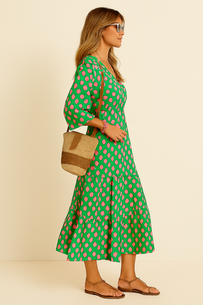 Taylor - Lang Forårskjole med Pufærmer