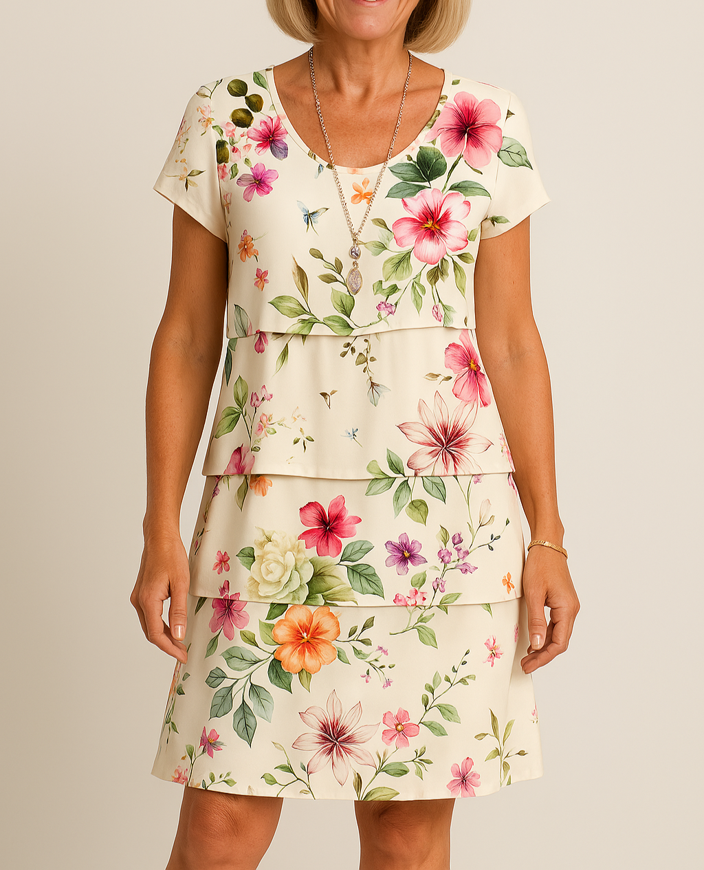 Emilia | Blomstret Flæse Kjole i Lag