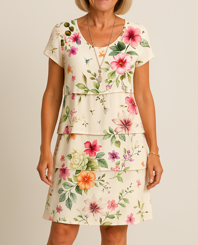 Emilia | Blomstret Flæse Kjole i Lag