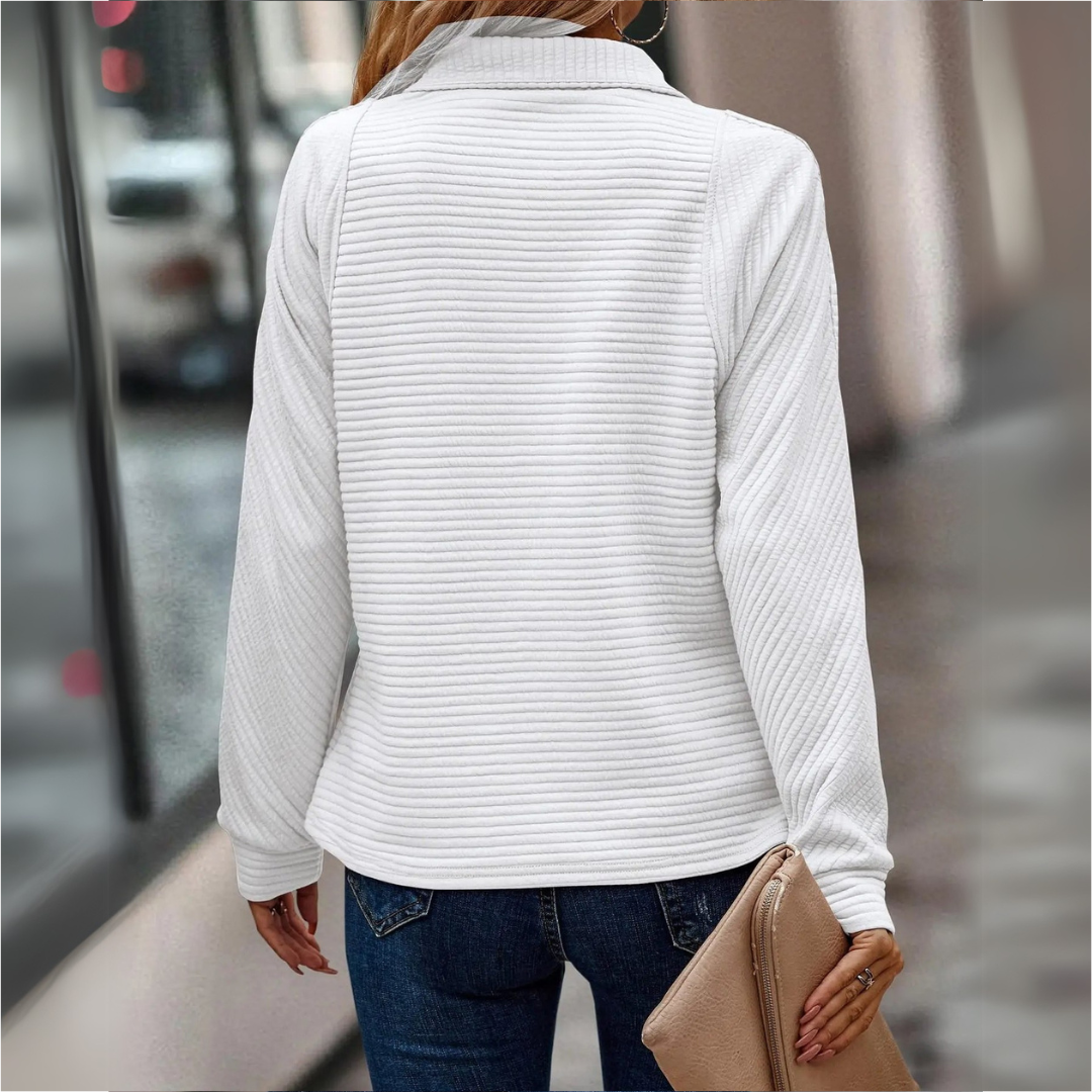 Suzanne™ - Halv-Glidelås Detaljeret Sweater