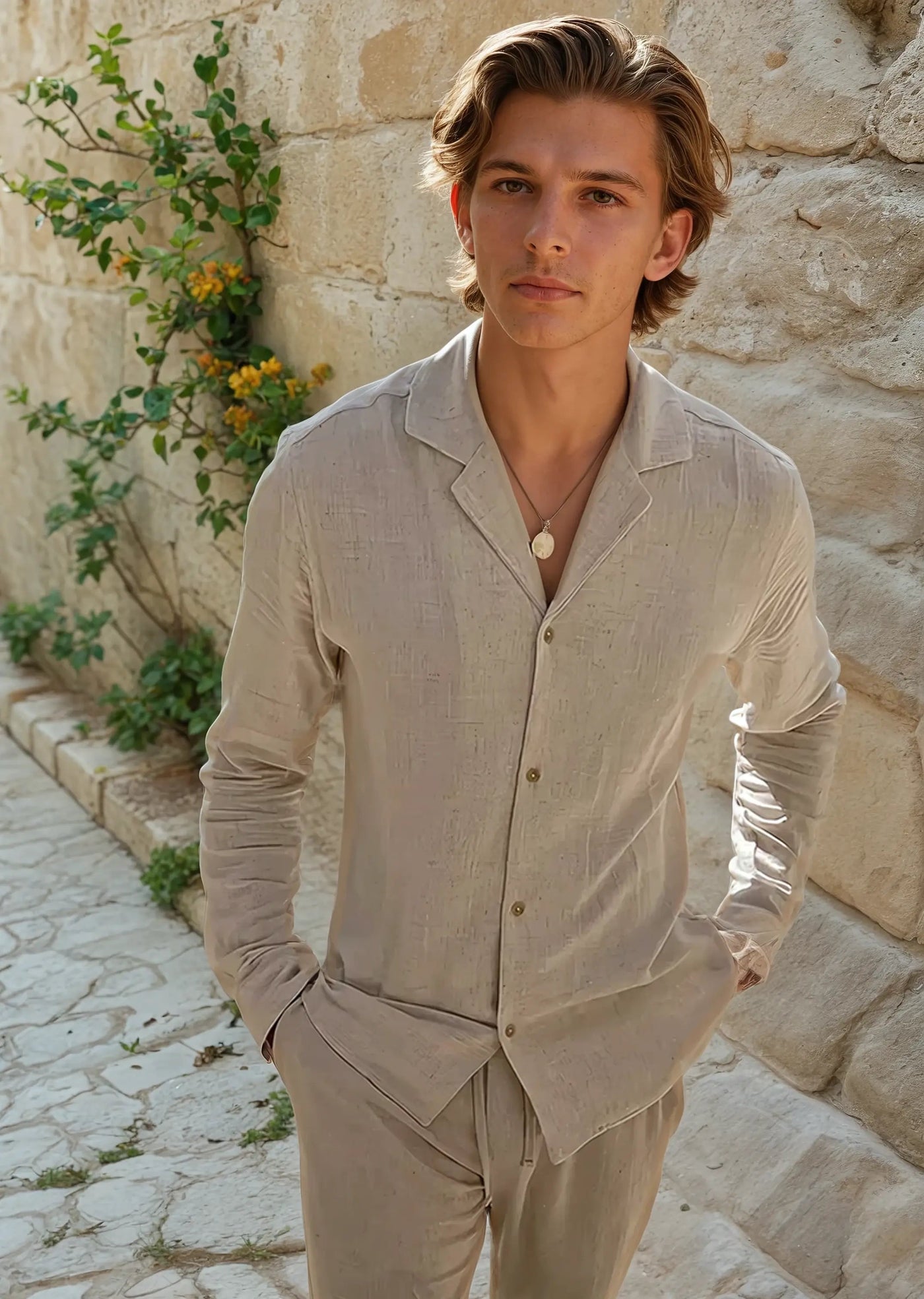 Linned Strand Skjorte - Beige