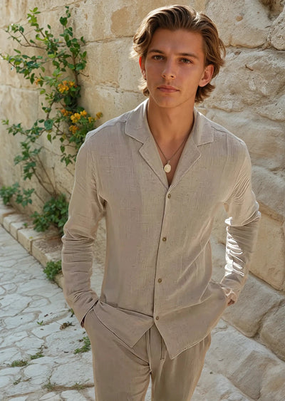 Linned Strand Skjorte - Beige