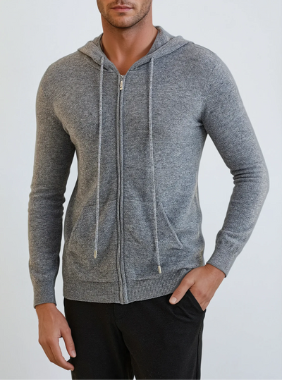 Cashmere Strik Zip Vest - Mørkegrå