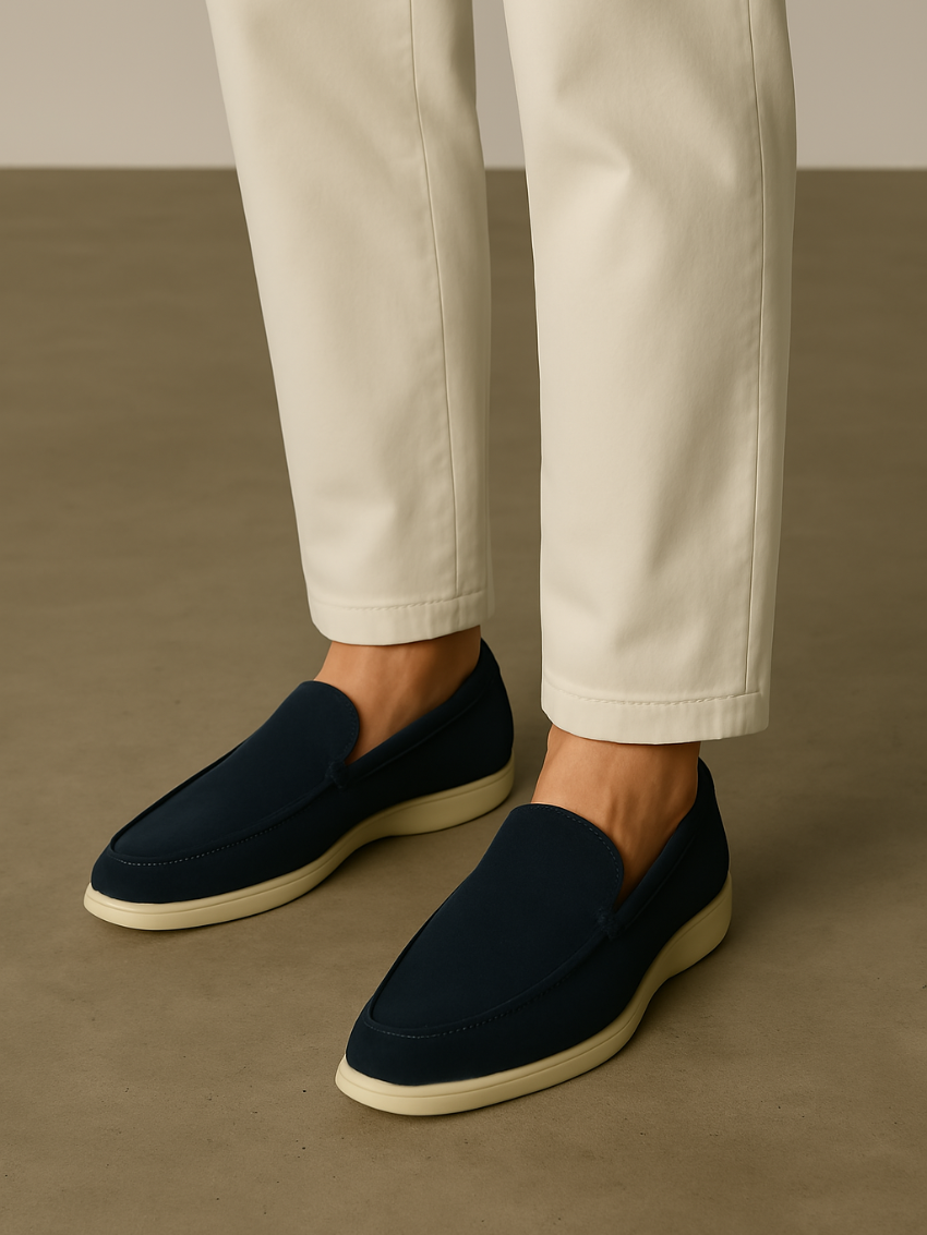 Finslidte Suede Loafers – Marineblå