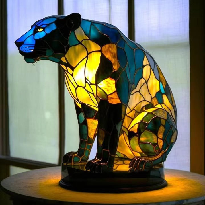 Fauve - Magisk panther lampe i farvet glas