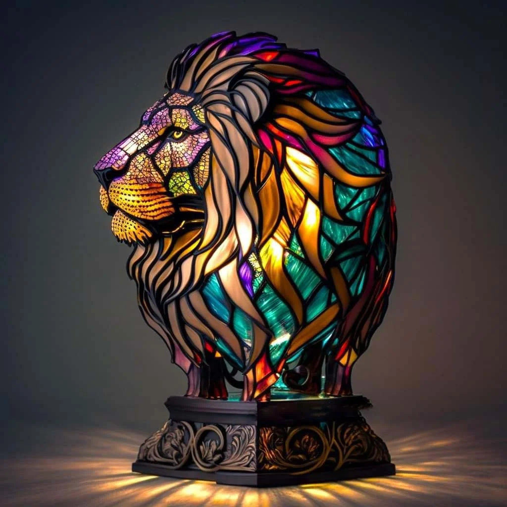 Simba - Magisk løve lampe i farvet glas