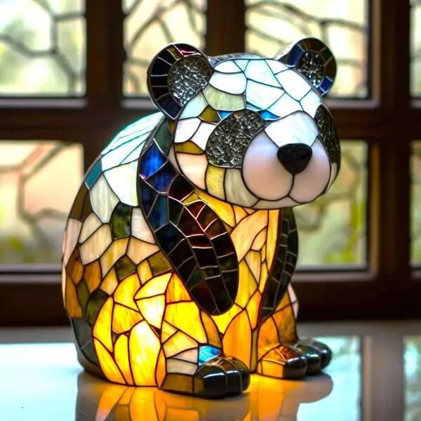 Pandaou - Magisk panda lampe i farvet glas