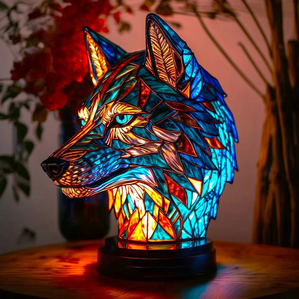 Blaze - Magisk ulv lampe i farvet glas