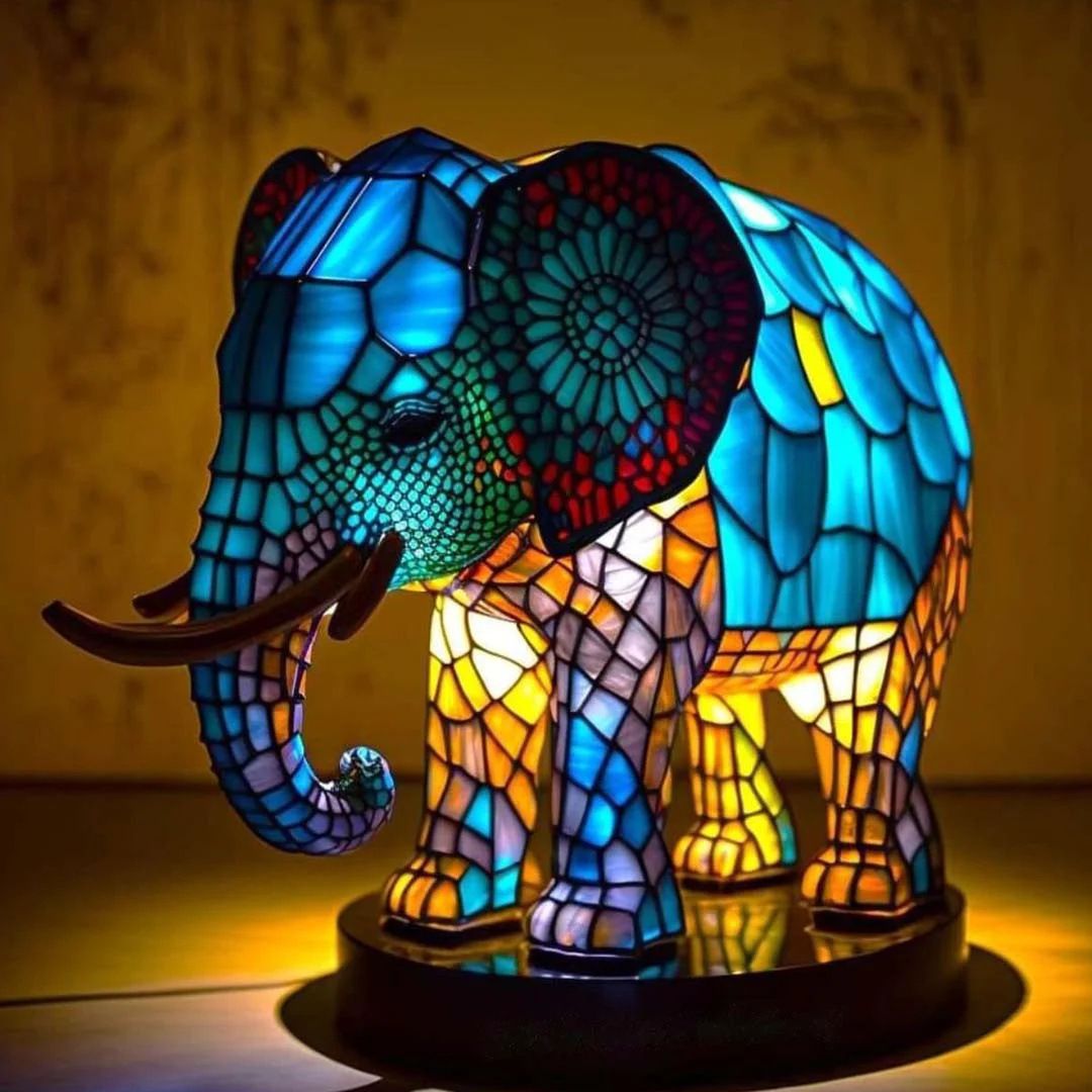 Rajah - Magisk elefantlampe i farvet glas