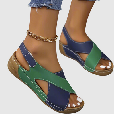 Hildegard™ | Bicolor sandaler i læder