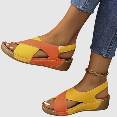 Hildegard™ | Bicolor sandaler i læder