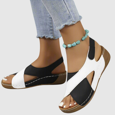 Hildegard™ | Bicolor sandaler i læder