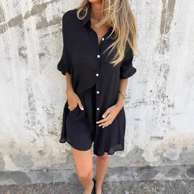 Nora™ | Casual Sæt med Bluse & Shorts